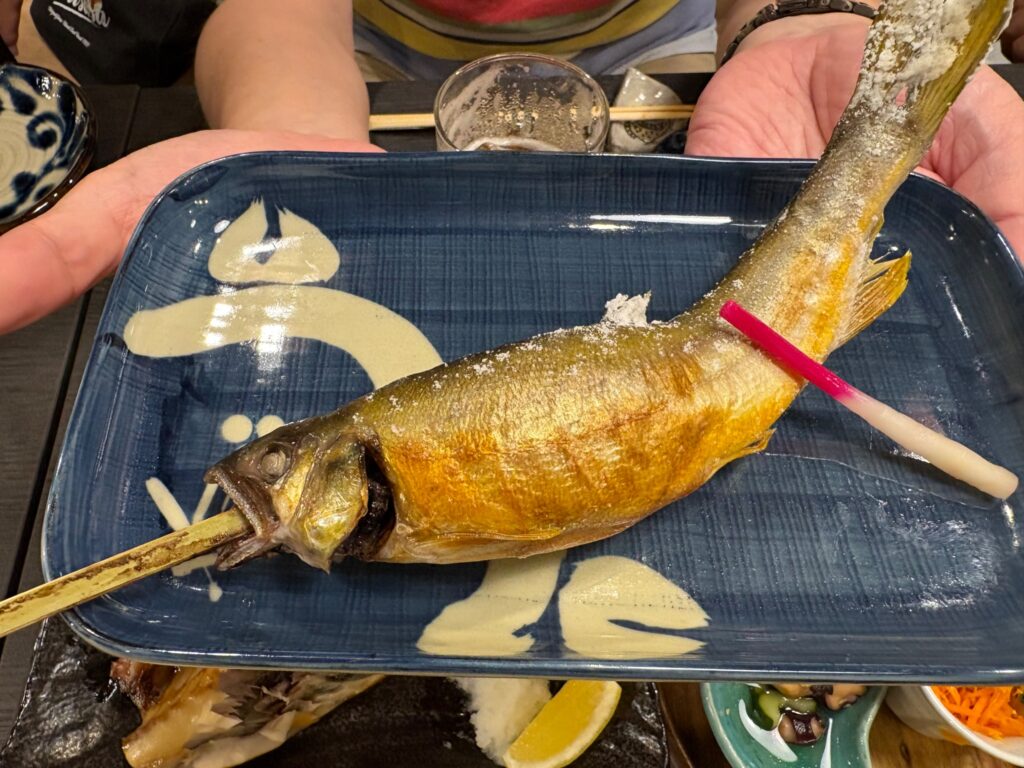 香ばしい鮎の囲炉裏焼き